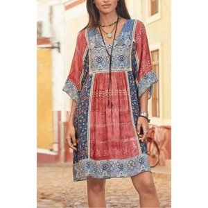 Sundance Blue and Orange Pleated Sundress